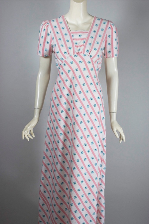 LG217-1930s nightgown bedjacket set pink stripe cotton flannel S - 02.jpg